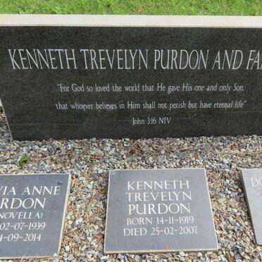 PURDON Kenneth Trevelyn 1919-2007 :: PURDON Sylvia Anne nee NOVELLA 1939-2014 :: WIGGIN Dorothy Merle nee PURDON 1922-2012