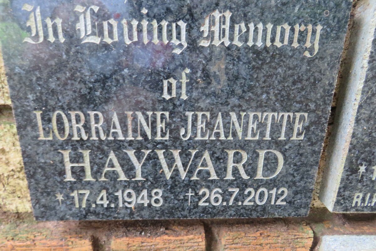 HAYWARD Lorraine Jeanette 1948-2012