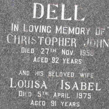 DELL Christopher John -1958 &amp; Louisa Isabel -1975