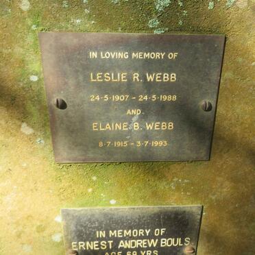 WEBB Leslie R. 1907-1988 &amp; Elaine B. 1915-1993