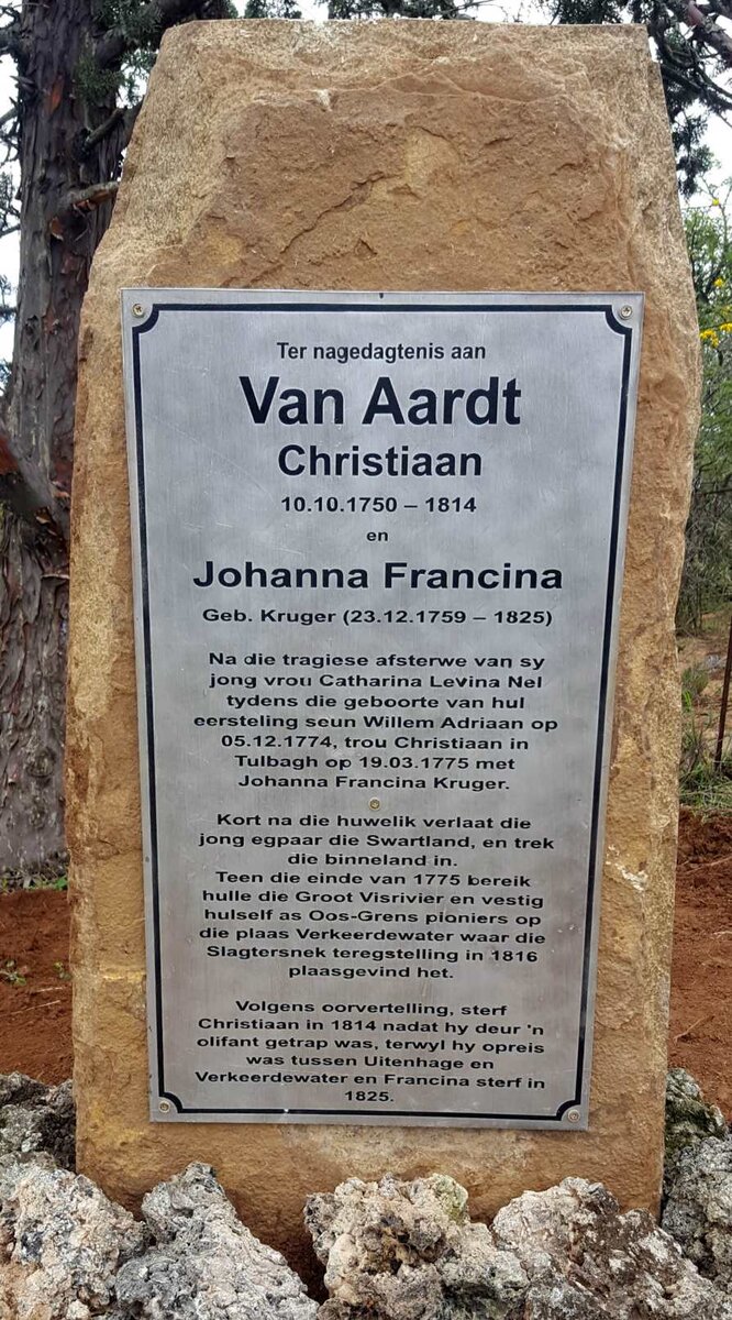 AARDT Christiaan, van 1750-1814 &amp; Johanna Francina KRUGER 1759-1825