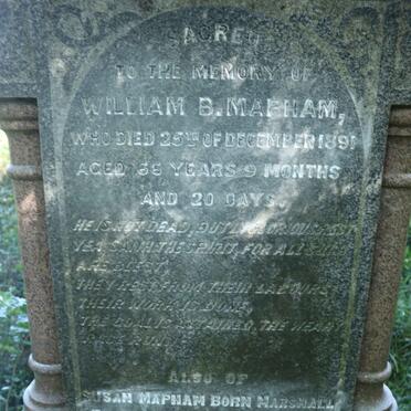 MAPHAM William B. -1891 &amp; Susan MARSHALL -1906 
