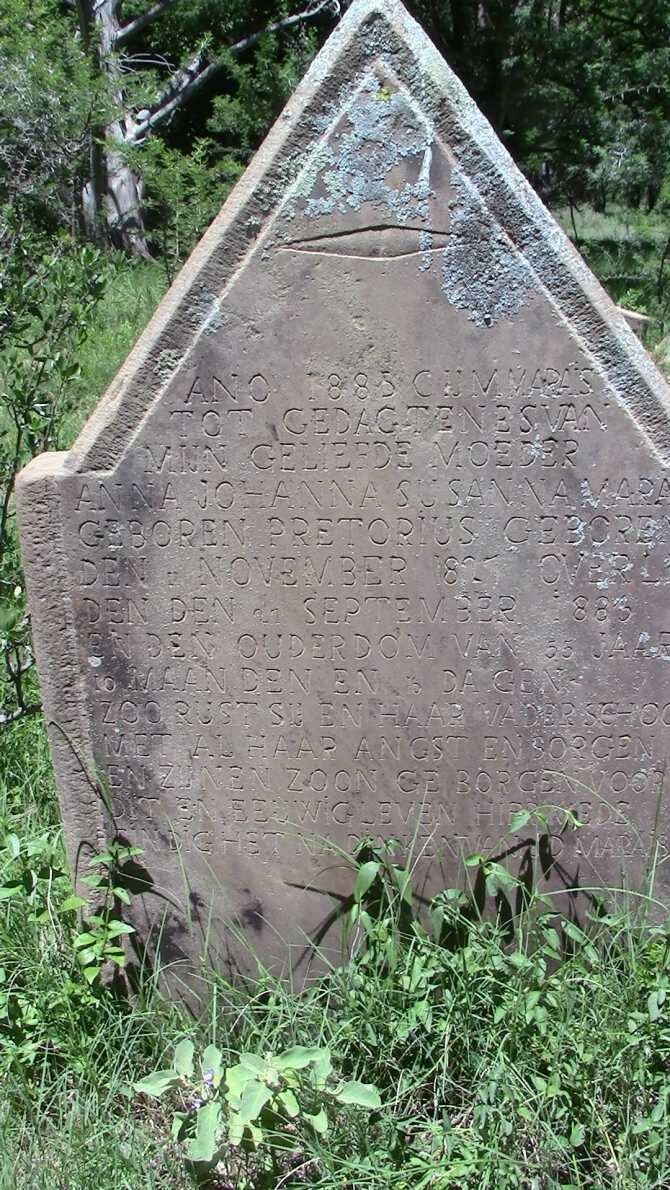 MARAIS Anna Johanna Susanna nee PRETORIUS 1825-1883