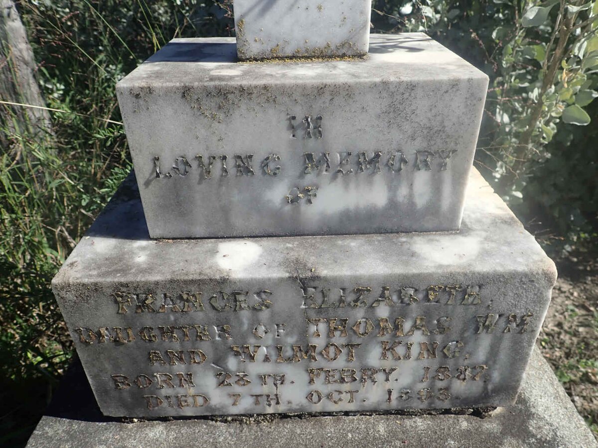 KING Frances Elizabeth 1887-1893