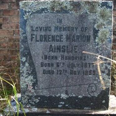 AINSLIE Florence Marion nee HENDRIKZ 1877-1959
