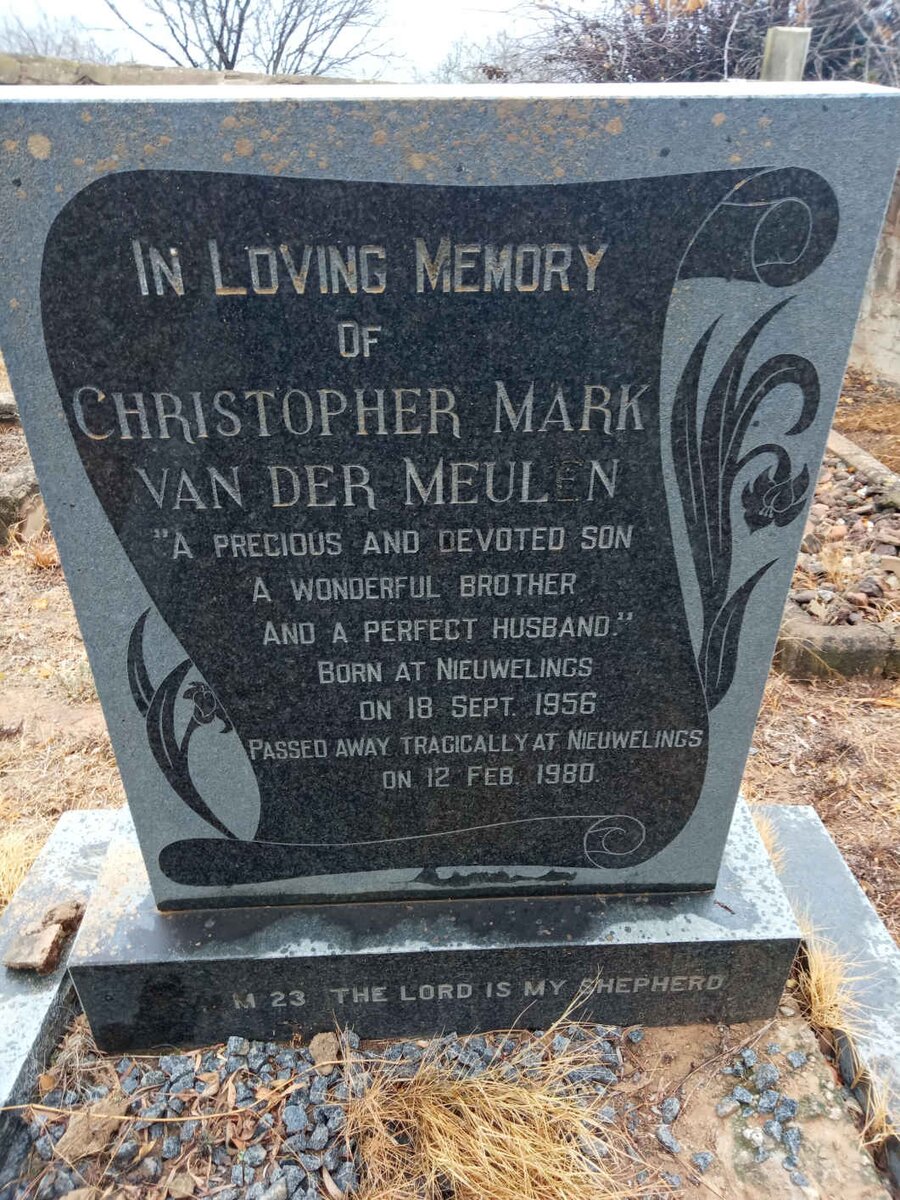 MEULEN Christopher Mark, van der 1956-1980