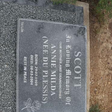 SCOTT Annie Milda nee DU PLESSIS 1909-2004