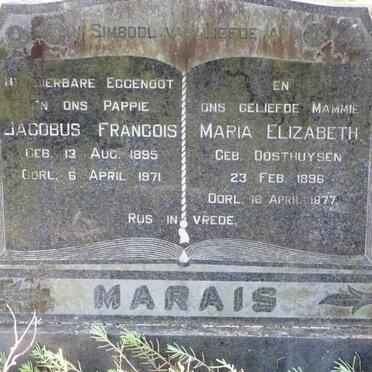 MARAIS Jacobus Francois 1895-1971 &amp; Maria Elizabeth OOSTHUYSEN 1896-1977