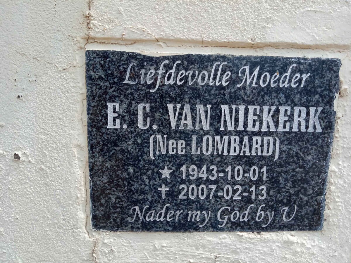 NIEKERK E.C., van nee LOMBARD 1943-2007