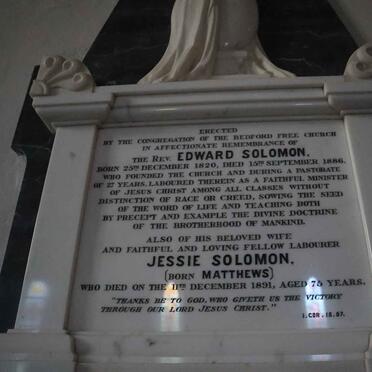 SOLOMON Edward 1820-1886 &amp; Jessie MATTHEWS -1891