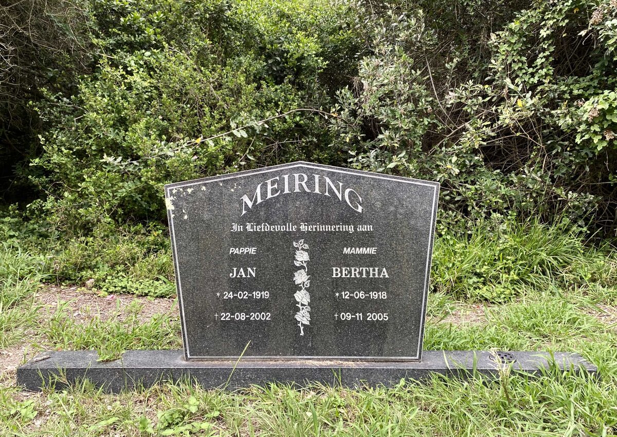 MEIRING Jan 1919-2002 &amp; Bertha 1918-2005