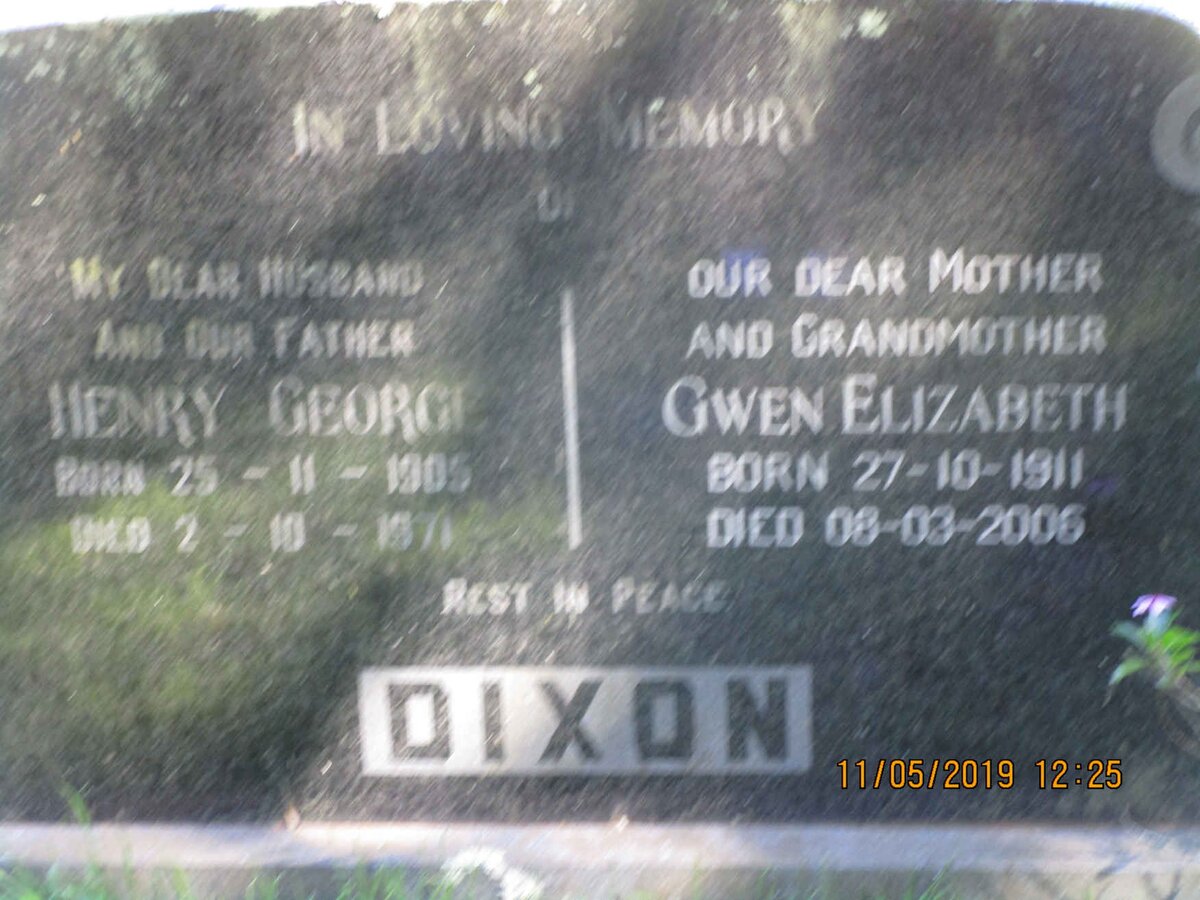 DIXON Henry George 1905-1971 &amp; Gwen Elizabeth 1911-2006