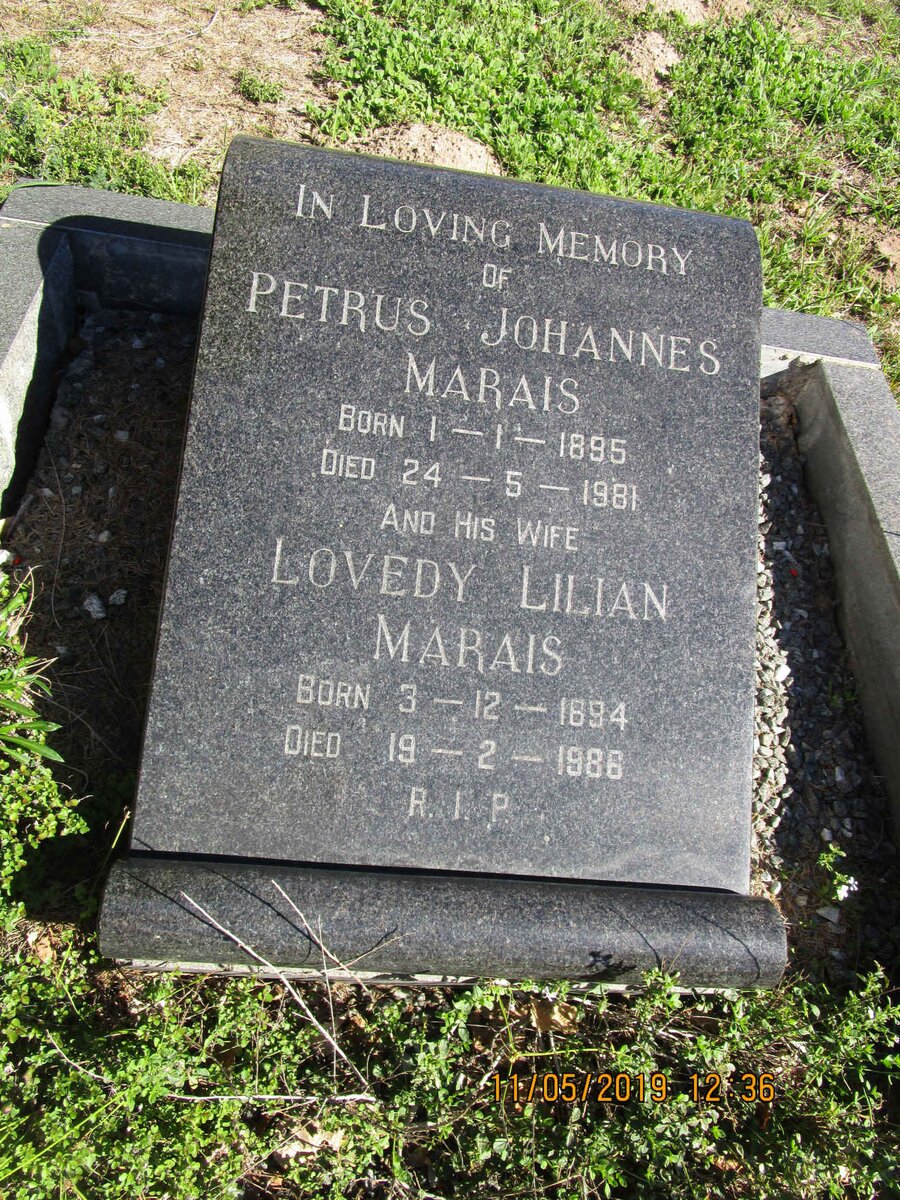 MARAIS Petrus Johannes 1895-1981 &amp; Lovedy Lilian 1894-1986