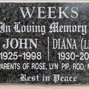 WEEKS John 1925-1998  &amp; Diana LEE 1930-2011