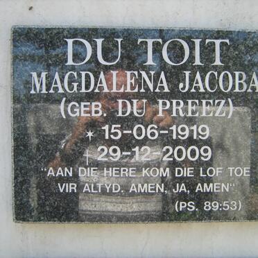 TOIT Magdalena Jacoba, du nee DU PREEZ 1919-2009