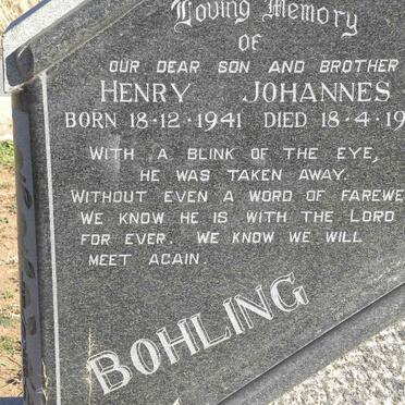 BOHLING Henry Johannes 1941-1975
