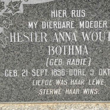 BOTHMA Hester Anna Woutina nee RABIE 1896-1977