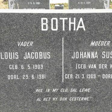 BOTHA Louis Jacobus 1909-1981 &amp; Johanna Susanna VAN DER WALT 1909-1988