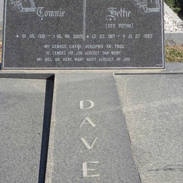 DAVEL Tommie 1916-2003 &amp; Hettie BOTHA 1917-1993