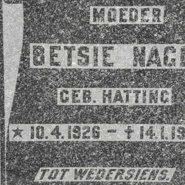 NAGEL Betsie nee HATTING 1926-1974