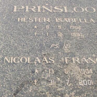 PRINSLOO Nicolaas Francois 1904-2001 &amp; Hester Isabella 1902-1997