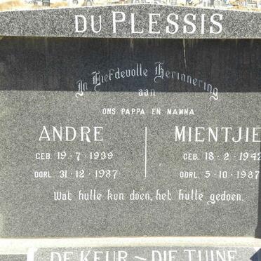 PLESSIS Andre, du 1939-1987 &amp; Mientjie 1942-1987