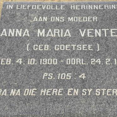 VENTER Anna Maria nee COETSEE 1900-1979