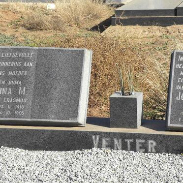 VENTER John T.R.B. 1905-1983 &amp; Anna M. ERASMUS 1918-1995