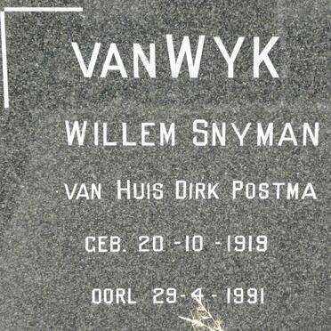 WYK Willem Snyman, van 1919-1991
