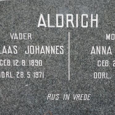 ALDRICH Nicolaas Johannes 1890-1971 &amp; Anna Maria 1893-
