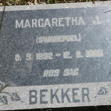BEKKER Margaretha J. nee SWANEPOEL 1892-1956