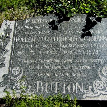 BUTTON Willem Jasper 1899-1963 &amp; Hendrina Johanna 1900-1979