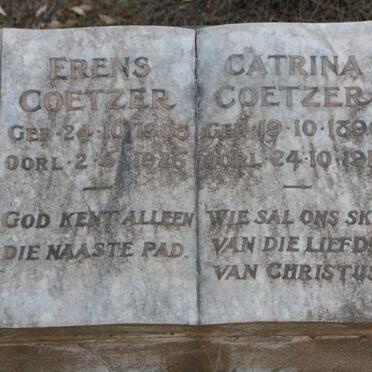 COETZER Erens 1905-1926 &amp; Catrina 1896-1918