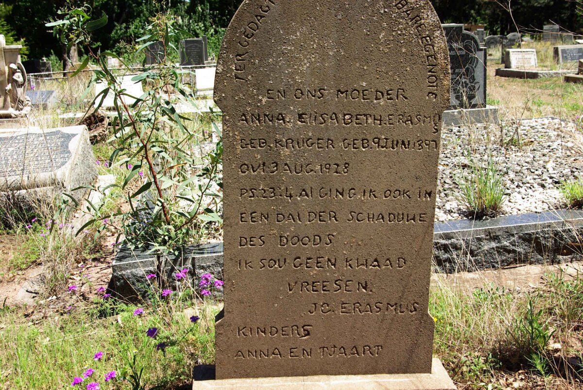ERASMUS Anna Elisabeth nee KRUGER 1897-1928