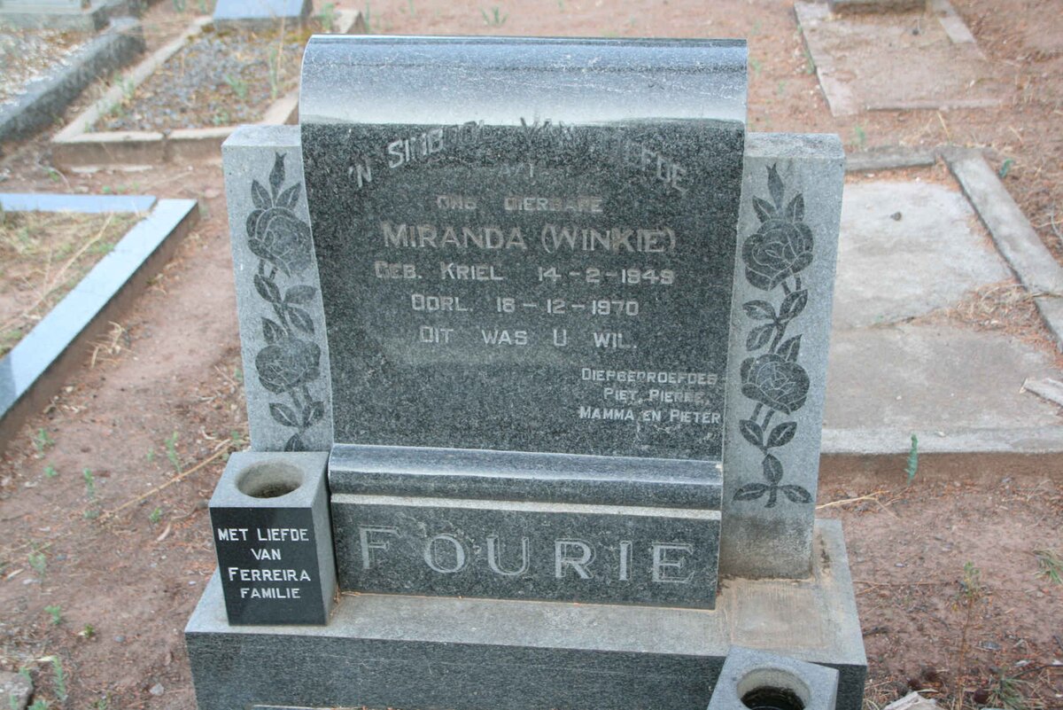 FOURIE Miranda nee KRIEL 1949-1970