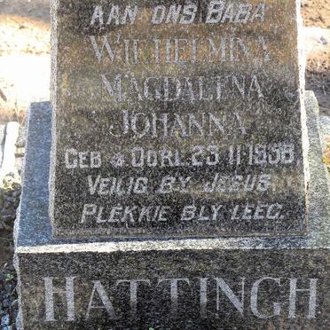 HATTINGH Wilhelmina Magdalena Johanna 1958-1958