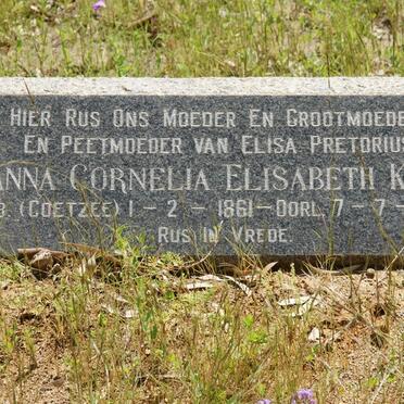 KRUGER Susanna Cornelia Elisabeth nee COETZEE 1861-1945