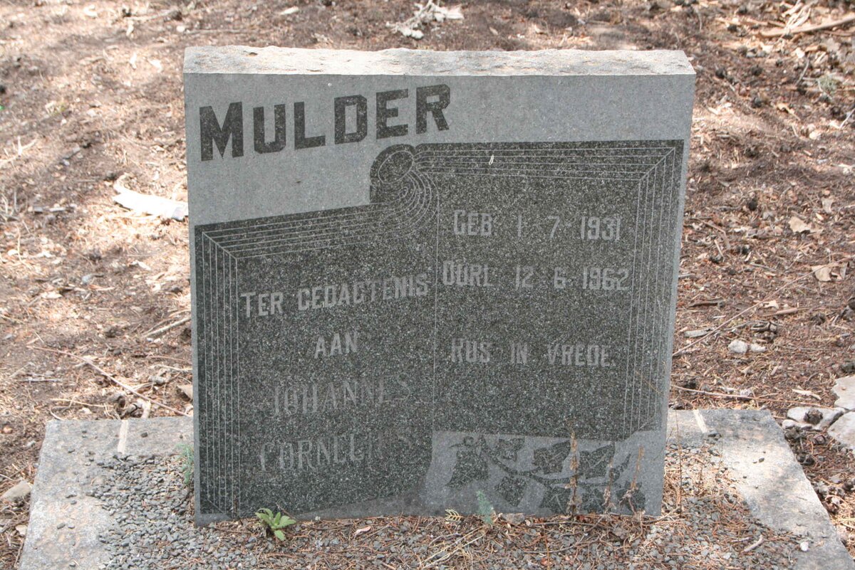 MULDER Johannes Cornelius 1931-1962