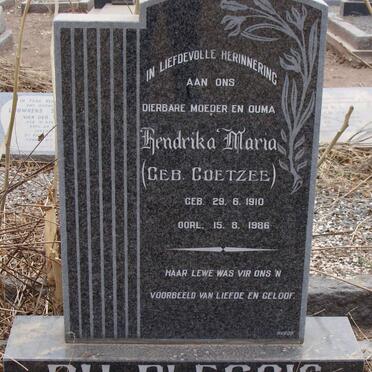 PLESSIS Hendrika Maria, du nee COETZEE 1910-1986