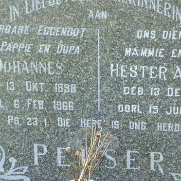 PELSER Johannes 1898-1966 &amp; Hester Aletta 1901-1987