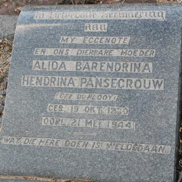 PANSEGROUW Alida Barendrina Hendrina DU PLOOY 18?0-1944