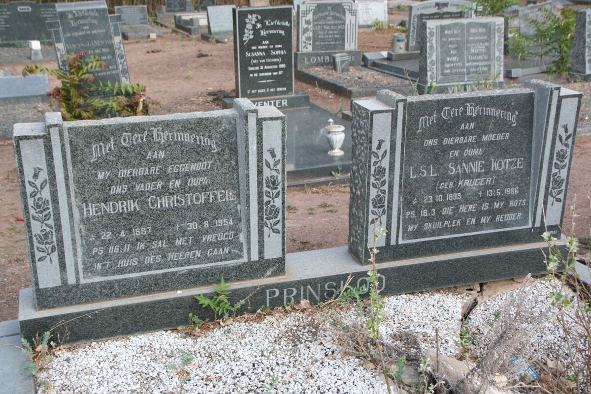 PRINSLOO Hendrik Christoffel 18?7-1954 & L.S.L. KOTZE nee KRUGER 1899-19?6
