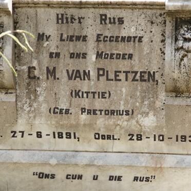 PLETZEN C.M., van nee PRETORIUS 1891-1939