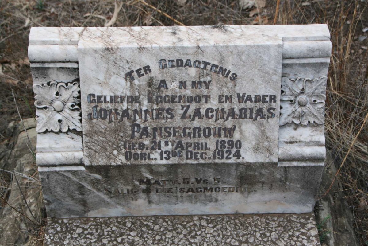 PANSEGROUW Johannes Zacharias 1890-1924