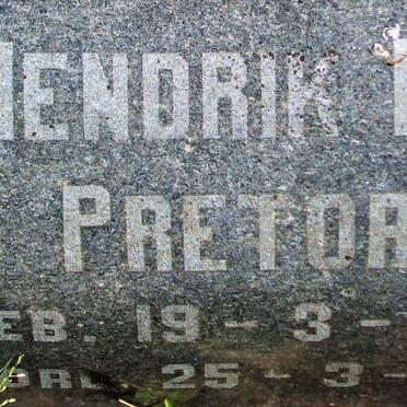 PRETORIUS Hendrik Petrus 1865-1955