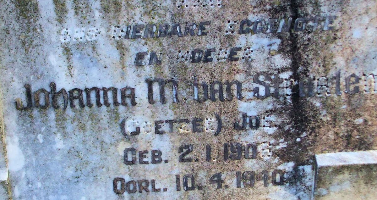 STAADEN Johanna M, van nee COETSEE 1906-1940