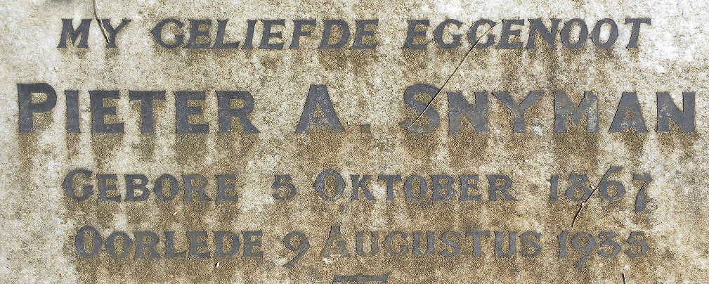 SNYMAN Pieter A. 1867-1935