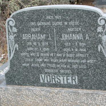 VORSTER Abraham J. 1879-1959 &amp; Johanna A. 1884-1966
