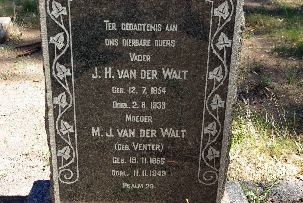 WALT J.H., van der 1854-1933 &amp; M.J. VENTER 1856-1943