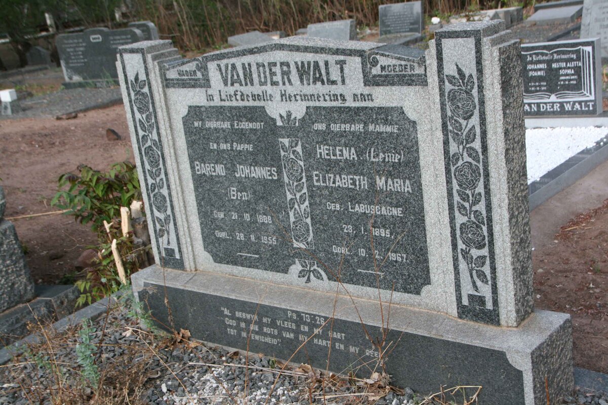 WALT Barend Johannes, van der 1888-1955 & Helena Elizabeth Maria LABUSCHAGNE 1895-1967 